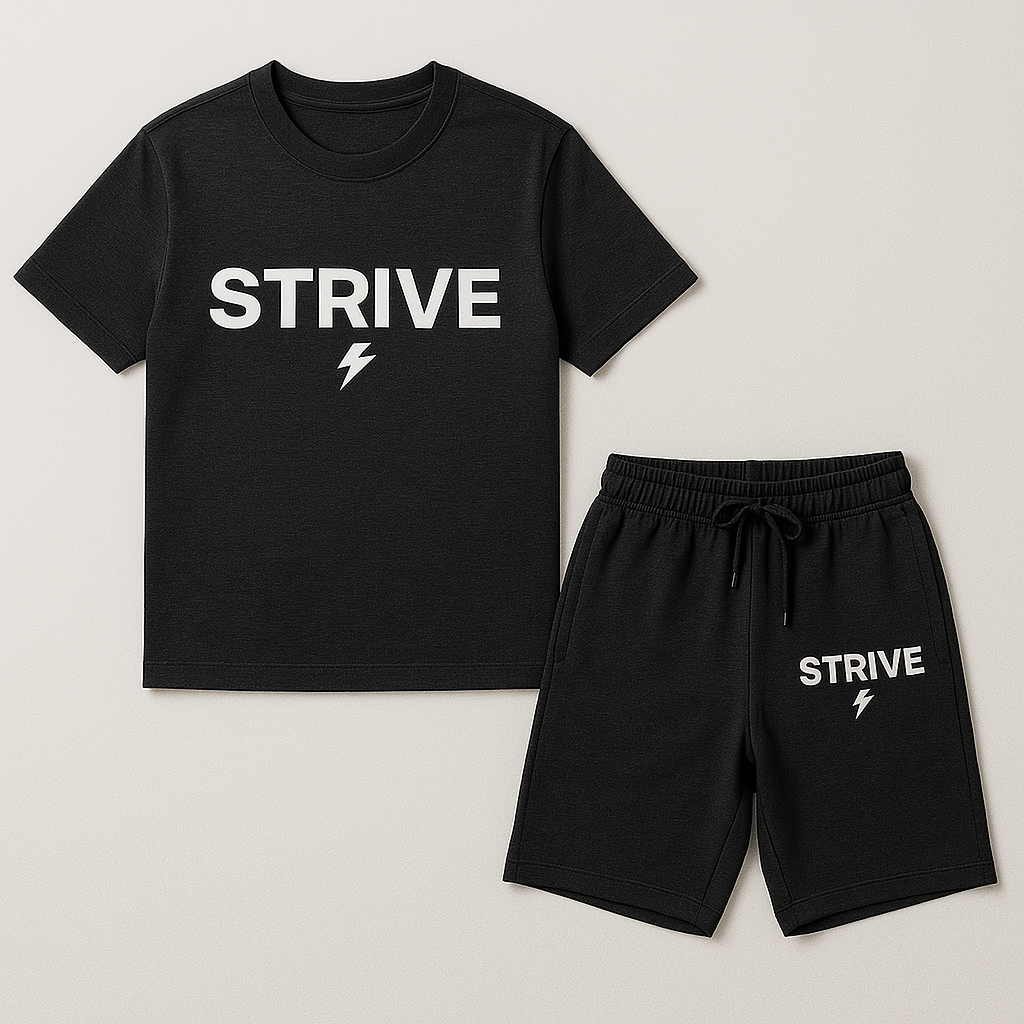strive men ensembSTRIVE Matching T-Shirt & Shorts Set – Unisex | 100% Cottonle