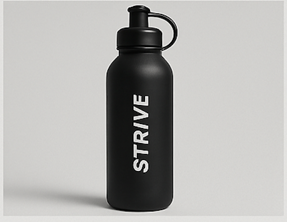 STRIVE Matte Black Water Bottle – 750ml | Motivational Hydration